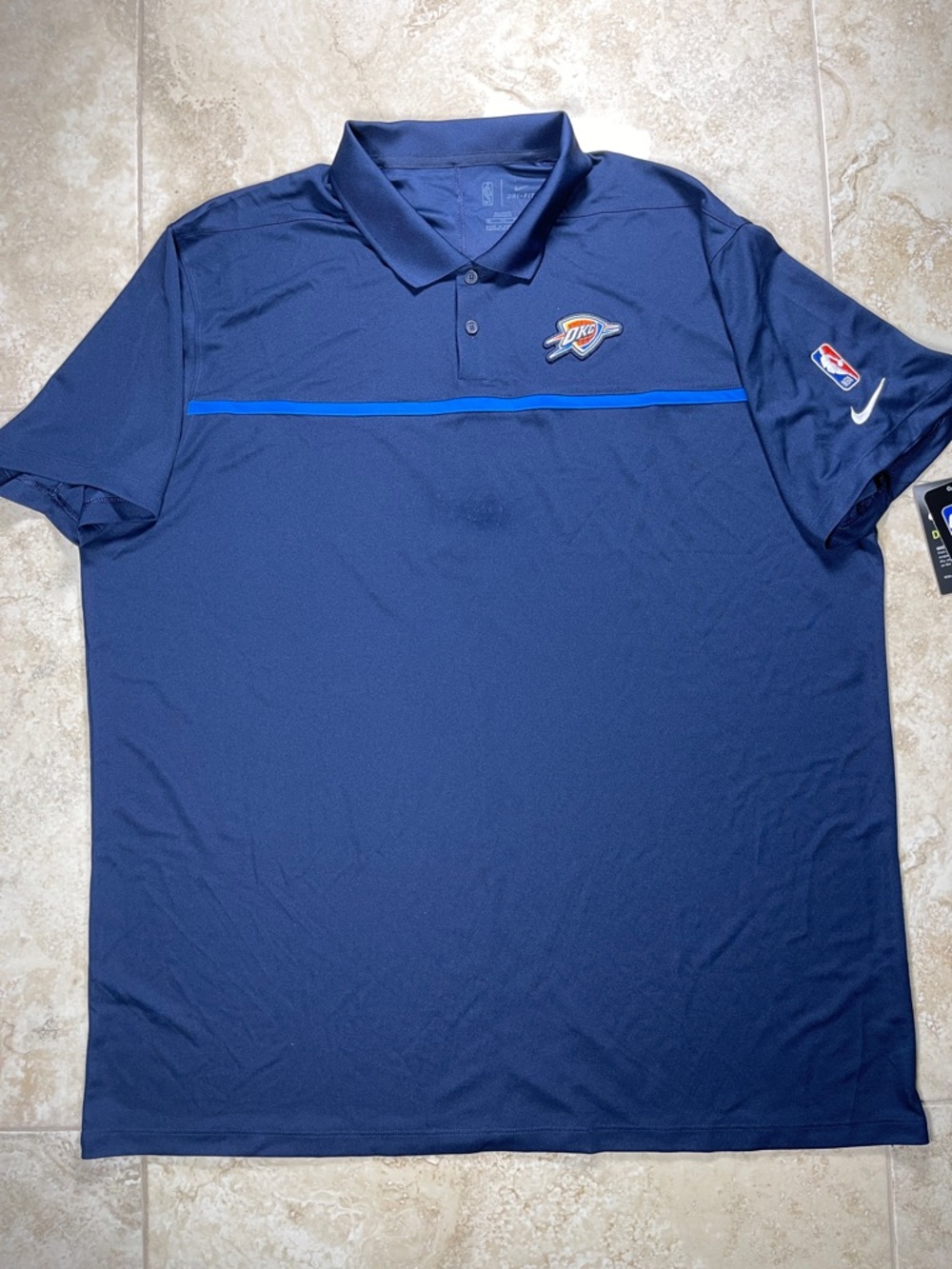 Nike Oklahoma City Thunder NBA Dri-FIT Polo Shirt Navy Size XXL-Tall